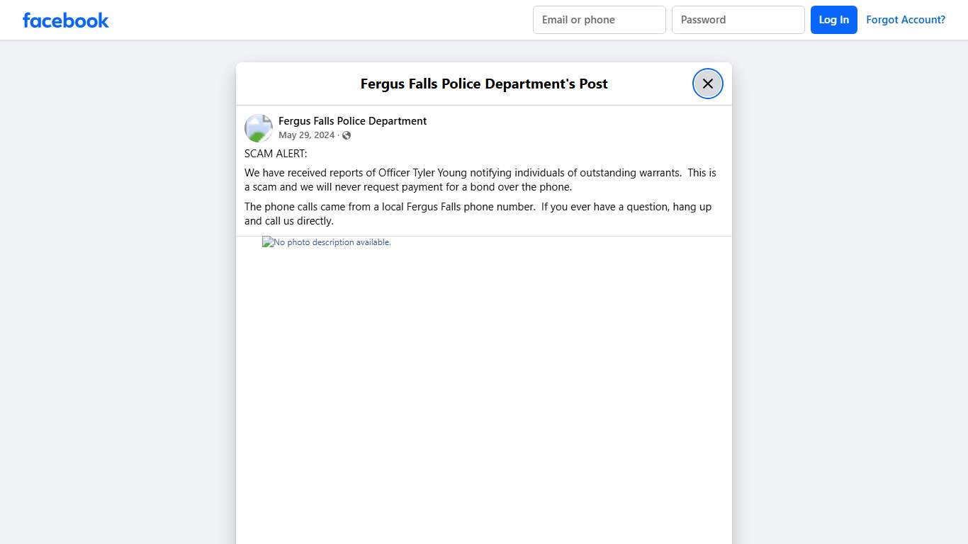 SCAM ALERT: We have... - Fergus Falls Police Department | Facebook